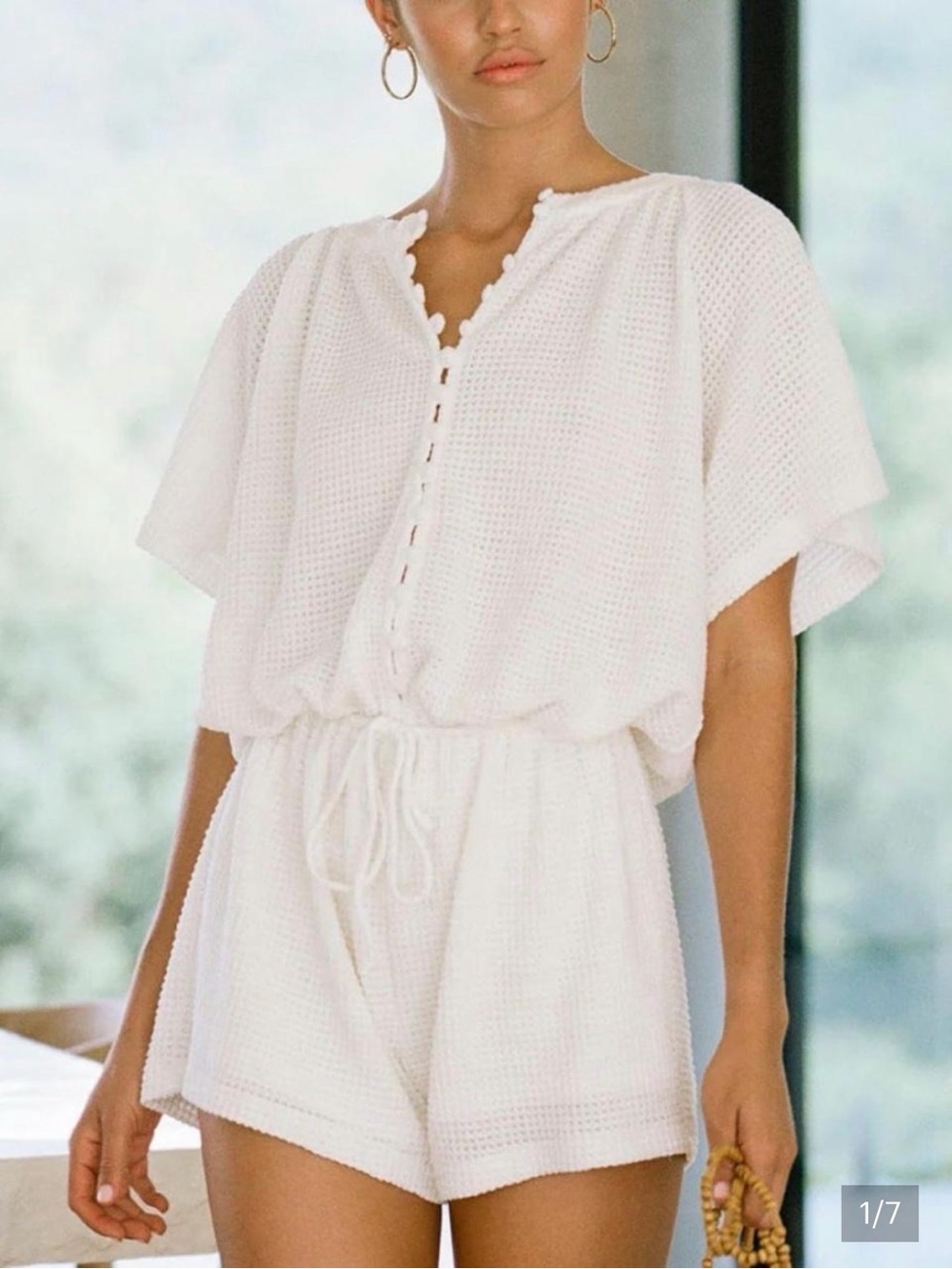 White Waffle-Knit Sabo Skirt Playsuite